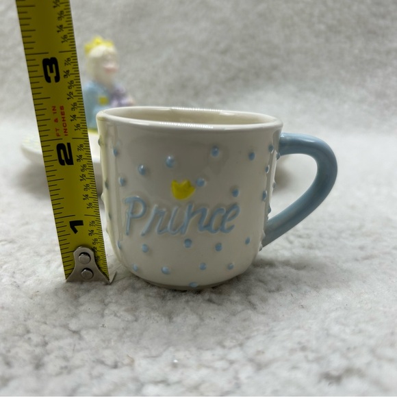 Mud Pie kids plate divided and cup ceramic Prince blue & yellow handcrafted - Picture 11 of 14